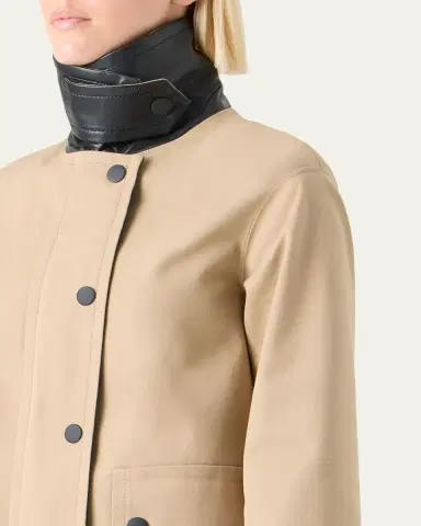 Akris punto Faux-Leather Collar Cotton Gabardine Parka Jacket | Thumbnail 5 Akris punto Faux-Leather Collar Cotton Gabardine Parka Jacket | Thumbnail 5