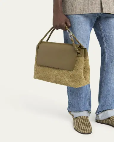 Bottega Veneta Men's Andiamo Intrecciato Suede and Leather Messenger Bag | Thumbnail 2