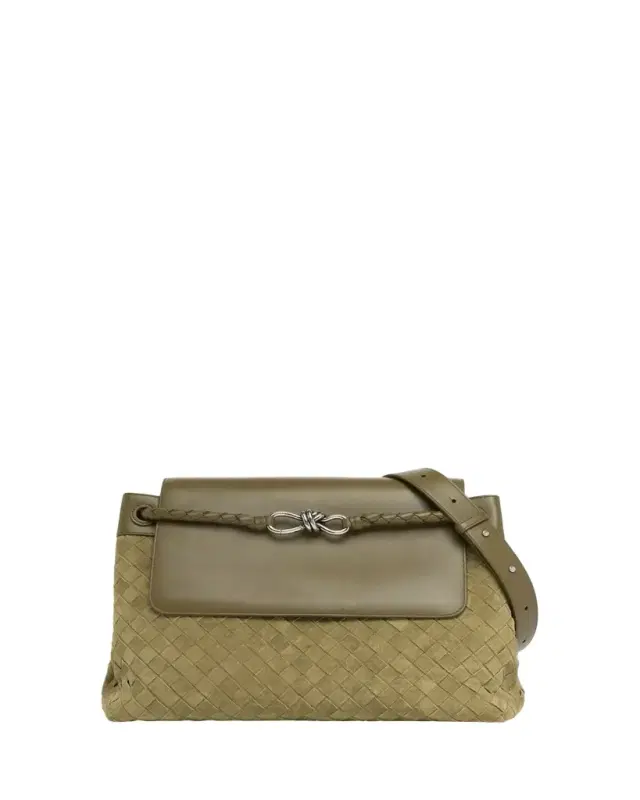 Men's Andiamo Intrecciato Suede and Leather Messenger Bag
