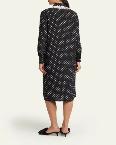 Valentino Garavani Polka-Dot Silk Lace-Collar Midi Shirtdress | Thumbnail 3