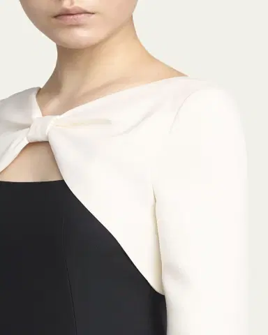 Valentino Garavani Colorblock Bow 3/4-Sleeve Midi Dress | Thumbnail 5 Valentino Garavani Colorblock Bow 3/4-Sleeve Midi Dress | Thumbnail 5