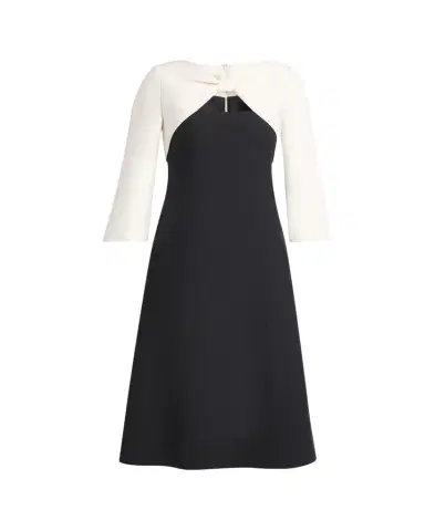 Valentino Garavani Colorblock Bow 3/4-Sleeve Midi Dress | Thumbnail 1 Valentino Garavani Colorblock Bow 3/4-Sleeve Midi Dress | Thumbnail 1