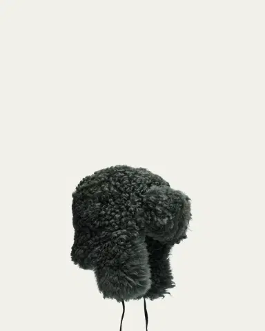 Pologeorgis Men's Curly Shearling Trapper Hat | Thumbnail 2