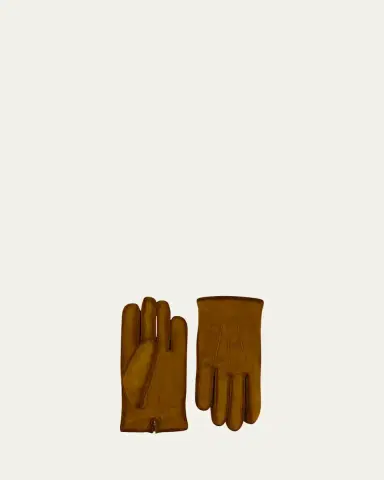 Agnelle Men's Suede Cashmere-Lined Gloves | Thumbnail 2 Agnelle Men's Suede Cashmere-Lined Gloves | Thumbnail 2
