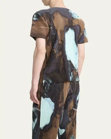 Homme Plissé Issey Miyake Men's Multi Agate Pleated T-Shirt | Thumbnail 3