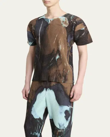 Homme Plissé Issey Miyake Men's Multi Agate Pleated T-Shirt | Thumbnail 4