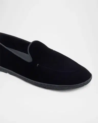 Giorgio Armani Men's Velvet Rubber-Sole Slipper Loafers | Thumbnail 4 Giorgio Armani Men's Velvet Rubber-Sole Slipper Loafers | Thumbnail 4