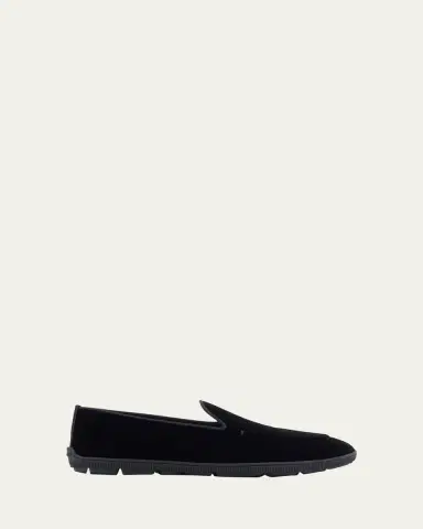 Giorgio Armani Men's Velvet Rubber-Sole Slipper Loafers | Thumbnail 6 Giorgio Armani Men's Velvet Rubber-Sole Slipper Loafers | Thumbnail 6