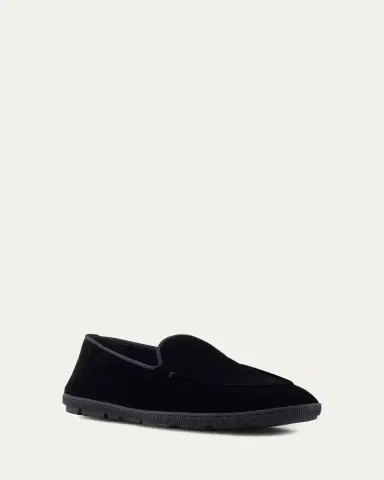 Giorgio Armani Men's Velvet Rubber-Sole Slipper Loafers | Thumbnail 7 Giorgio Armani Men's Velvet Rubber-Sole Slipper Loafers | Thumbnail 7