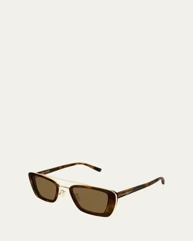 Saint Laurent 50mm Acetate & Metal Rectangular Sunglasses | Thumbnail 2 Saint Laurent 50mm Acetate & Metal Rectangular Sunglasses | Thumbnail 2