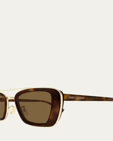 Saint Laurent 50mm Acetate & Metal Rectangular Sunglasses | Thumbnail 3 Saint Laurent 50mm Acetate & Metal Rectangular Sunglasses | Thumbnail 3