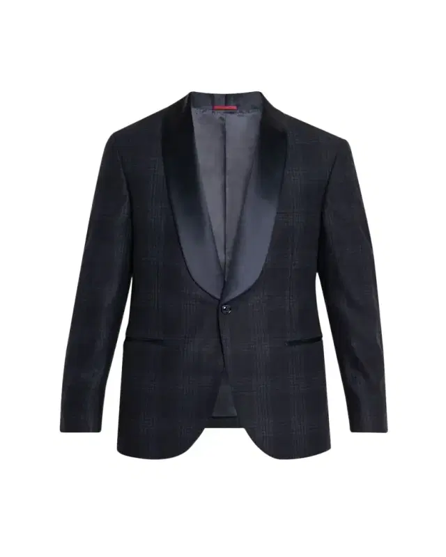 Brunello Cucinelli Men's Overplaid Satin Shawl-Lapel Tuxedo Jacket