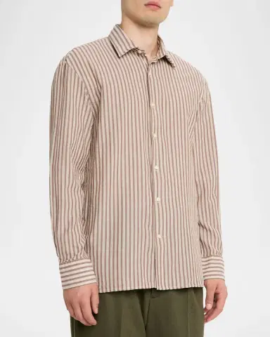 OFFICINE GÉNÉRALE Men 's Cotton Stripe Classic-Fit Button-Down Shirt | Thumbnail 3 OFFICINE GÉNÉRALE Men 's Cotton Stripe Classic-Fit Button-Down Shirt | Thumbnail 3