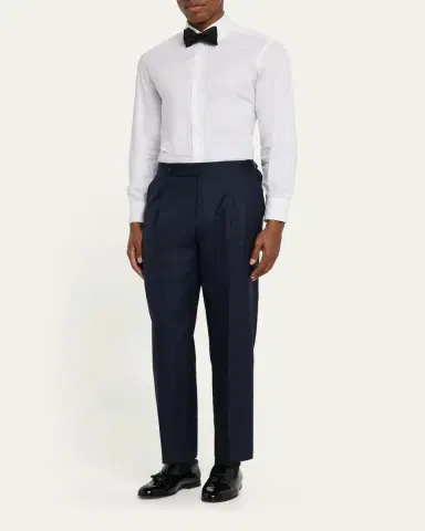 Brunello Cucinelli Men's Side-Tab Pleated Trousers | Thumbnail 2