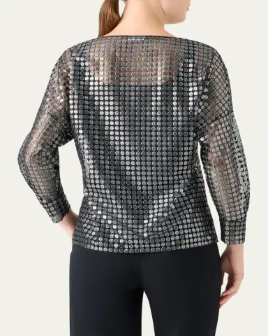 Akris punto Metallic Dot Long-Sleeve Blouse | Thumbnail 3