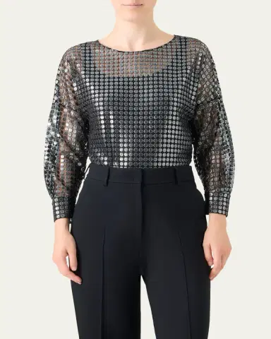 Akris punto Metallic Dot Long-Sleeve Blouse | Thumbnail 4