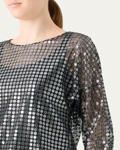 Akris punto Metallic Dot Long-Sleeve Blouse | Thumbnail 5