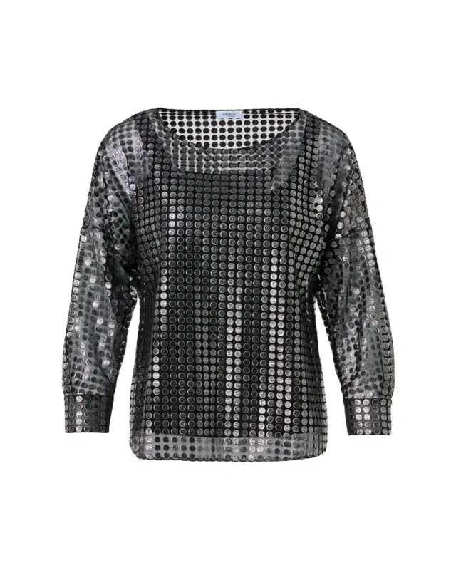 Akris punto Metallic Dot Long-Sleeve Blouse