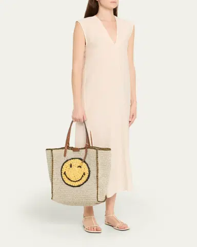 Anya Hindmarch Wink Embroidered Raffia Tote Bag | Thumbnail 5 Anya Hindmarch Wink Embroidered Raffia Tote Bag | Thumbnail 5