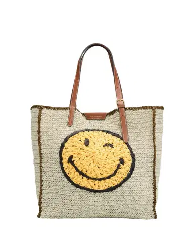 Anya Hindmarch Wink Embroidered Raffia Tote Bag | Thumbnail 1 Anya Hindmarch Wink Embroidered Raffia Tote Bag | Thumbnail 1