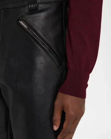 Saint Laurent Men's Slim Textured Leather Pants | Thumbnail 4