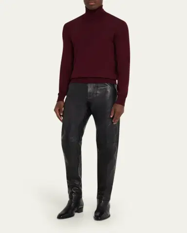Saint Laurent Men's Slim Textured Leather Pants | Thumbnail 6