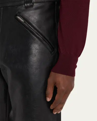 Saint Laurent Men's Slim Textured Leather Pants | Thumbnail 9