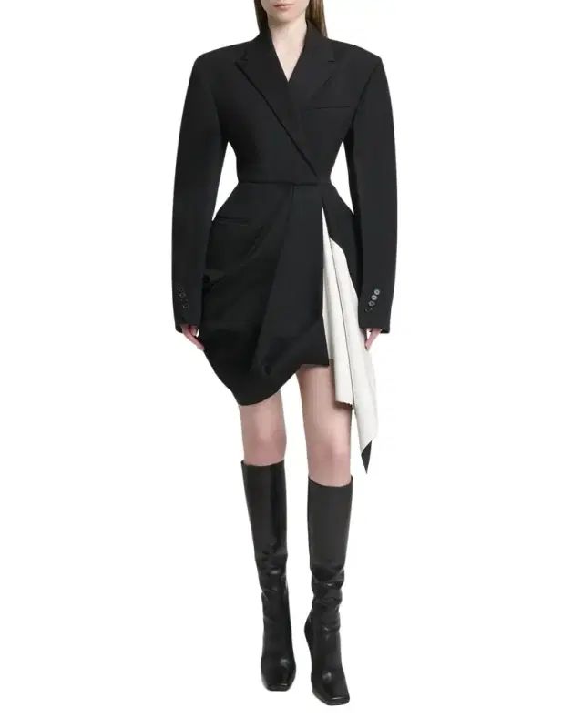 Draped Grain De Poudre Double-Breasted Jacket