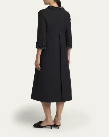 Valentino Garavani Embroidered Wool-Blend Midi Dress | Thumbnail 3 Valentino Garavani Embroidered Wool-Blend Midi Dress | Thumbnail 3