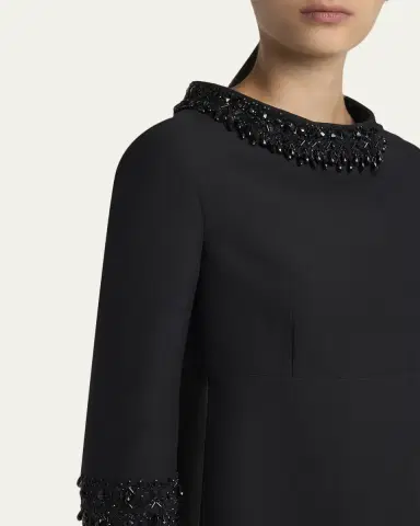 Valentino Garavani Embroidered Wool-Blend Midi Dress | Thumbnail 5 Valentino Garavani Embroidered Wool-Blend Midi Dress | Thumbnail 5