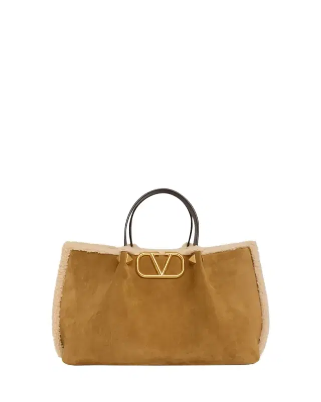 Medium Suede Shopping Bag with Shearling Lining