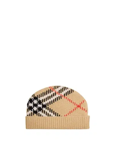 Burberry Check Cashmere-Blend Knit Beanie | Thumbnail 1 Burberry Check Cashmere-Blend Knit Beanie | Thumbnail 1