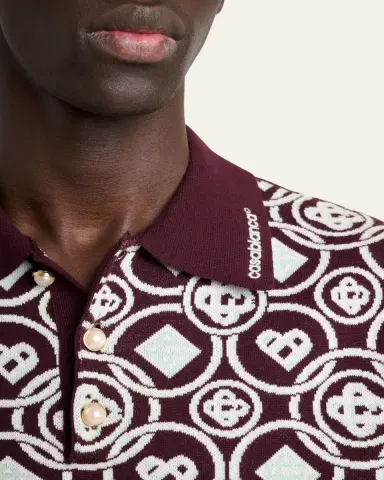 CASABLANCA Men's Cotton Monogram Knit Polo Shirt | Thumbnail 5 CASABLANCA Men's Cotton Monogram Knit Polo Shirt | Thumbnail 5