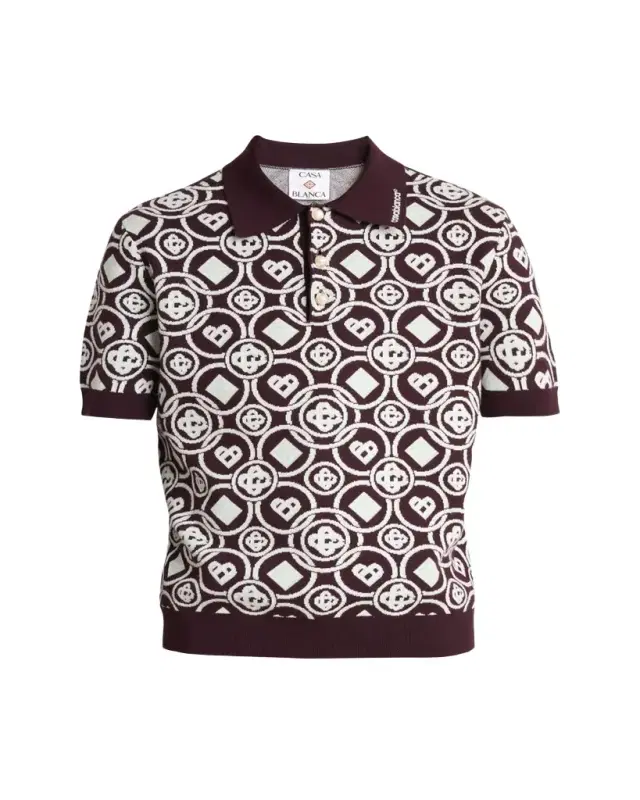 Men's Cotton Monogram Knit Polo Shirt