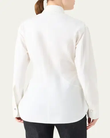 Akris punto Zip-Front Cotton Poplin Collared Shirt | Thumbnail 3 Akris punto Zip-Front Cotton Poplin Collared Shirt | Thumbnail 3