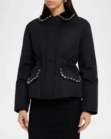 Dolce & Gabbana Crystal Velvet-Collar Nylon Barn Jacket | Thumbnail 3 Dolce & Gabbana Crystal Velvet-Collar Nylon Barn Jacket | Thumbnail 3