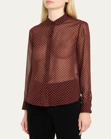 Nili Lotan Gaia Polka-Dot Silk Slim Button-Down Shirt | Thumbnail 12 Nili Lotan Gaia Polka-Dot Silk Slim Button-Down Shirt | Thumbnail 12