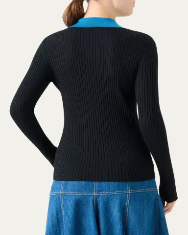 Akris punto Colorblock Rib Knit Polo Sweater | Thumbnail 3