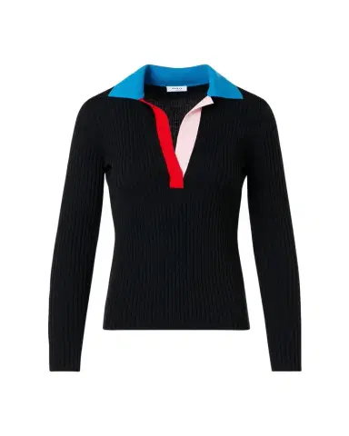 Akris punto Colorblock Rib Knit Polo Sweater | Thumbnail 1