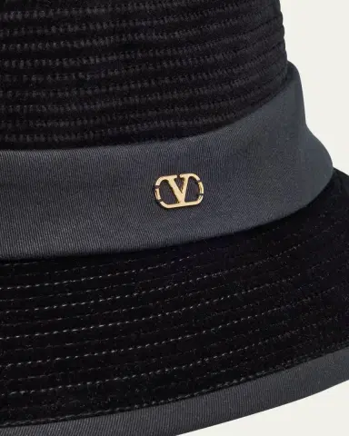 Valentino Garavani Men's VLogo Velvet Fedora Hat | Thumbnail 2