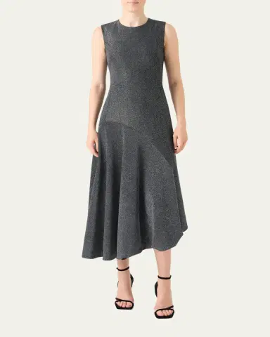 Akris punto Metallic Jersey Asymmetric Midi Dress | Thumbnail 2 Akris punto Metallic Jersey Asymmetric Midi Dress | Thumbnail 2