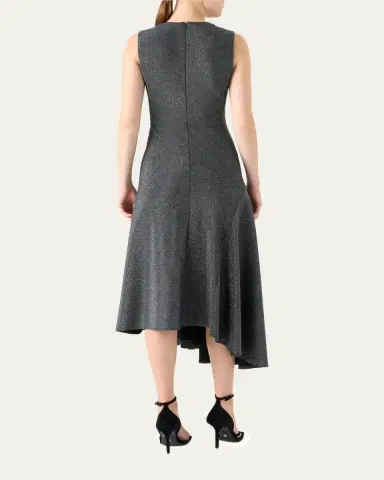 Akris punto Metallic Jersey Asymmetric Midi Dress | Thumbnail 3 Akris punto Metallic Jersey Asymmetric Midi Dress | Thumbnail 3