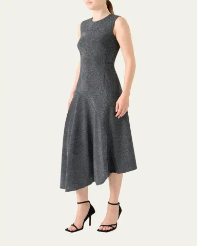 Akris punto Metallic Jersey Asymmetric Midi Dress | Thumbnail 4 Akris punto Metallic Jersey Asymmetric Midi Dress | Thumbnail 4