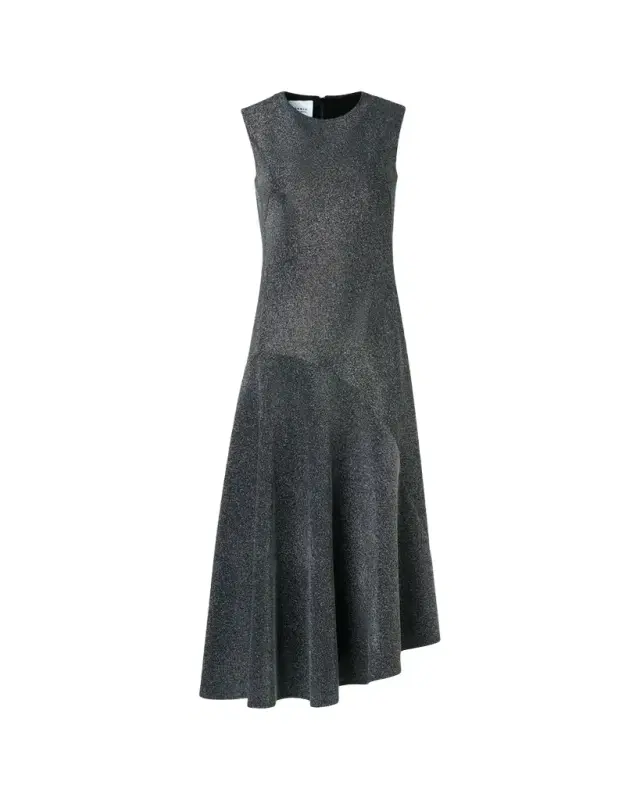 Metallic Jersey Asymmetric Midi Dress