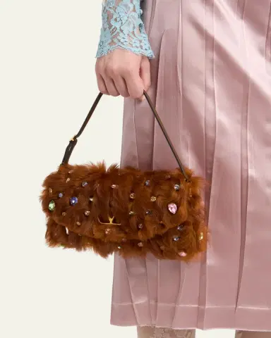 Valentino Garavani Vain Strass Fuzzy Shearling Shoulder Bag | Thumbnail 2 Valentino Garavani Vain Strass Fuzzy Shearling Shoulder Bag | Thumbnail 2