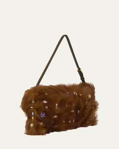 Valentino Garavani Vain Strass Fuzzy Shearling Shoulder Bag | Thumbnail 3 Valentino Garavani Vain Strass Fuzzy Shearling Shoulder Bag | Thumbnail 3