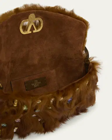 Valentino Garavani Vain Strass Fuzzy Shearling Shoulder Bag | Thumbnail 4 Valentino Garavani Vain Strass Fuzzy Shearling Shoulder Bag | Thumbnail 4