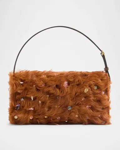 Valentino Garavani Vain Strass Fuzzy Shearling Shoulder Bag | Thumbnail 6 Valentino Garavani Vain Strass Fuzzy Shearling Shoulder Bag | Thumbnail 6