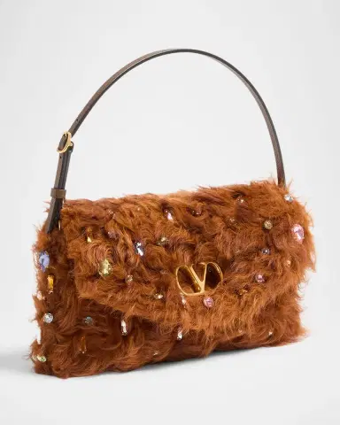Valentino Garavani Vain Strass Fuzzy Shearling Shoulder Bag | Thumbnail 9 Valentino Garavani Vain Strass Fuzzy Shearling Shoulder Bag | Thumbnail 9