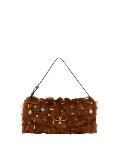Valentino Garavani Vain Strass Fuzzy Shearling Shoulder Bag | Thumbnail 1 Valentino Garavani Vain Strass Fuzzy Shearling Shoulder Bag | Thumbnail 1